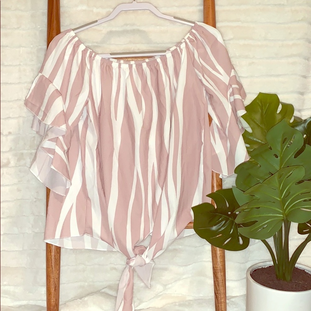 Tie front off the shoulder top